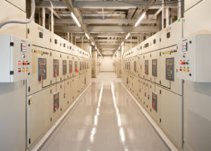 Switchgear in the electrical room.